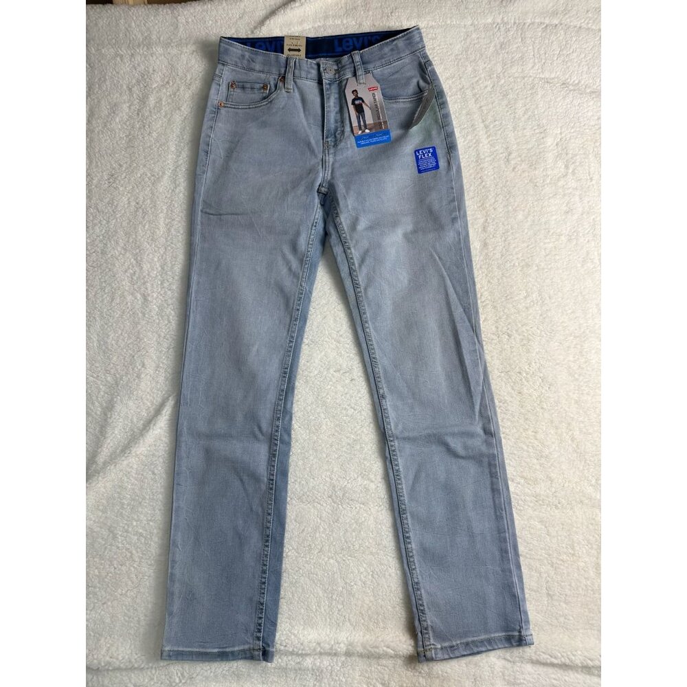 Levis Boys 502 Regular Taper Flex Stretch Jeans Light Wash Size 16 28x30